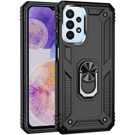 Mobigear Armor Ring Samsung Galaxy A23 Hülle Hardcase Backcover Stoßfest mit Ringhalter - Schwarz