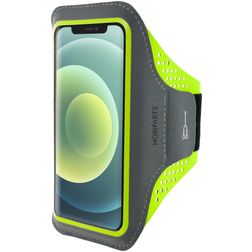 Mobiparts Comfort Fit Handyhalterung Joggen iPhone 12 Pro Sporthülle Neopren Sportarmband - Neon Green