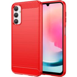 Mobigear Brushed Slim Samsung Galaxy A24 Hülle Flexibles TPU Backcover - Rot