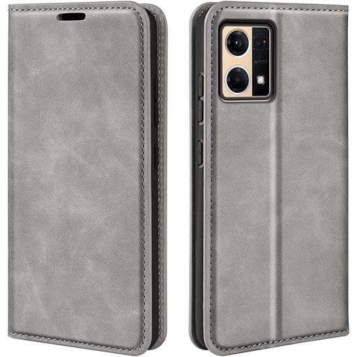 Mobigear Retro Slim OPPO Reno 7 4G Hülle Klapphülle Geldbörse - Grau