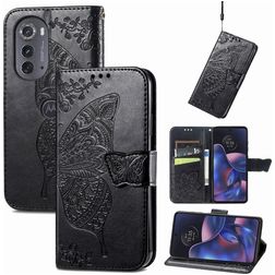 Mobigear Butterfly Motorola Edge (2022) Hülle Klapphülle Geldbörse - Schwarz
