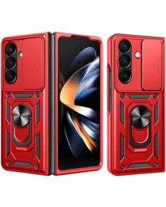 Mobigear Armor Ring Cam Slide Samsung Galaxy Z Fold 8 Ultra Hülle Hardcase Backcover Stoßfest mit Ringhalter und Kamera Slider - Rot