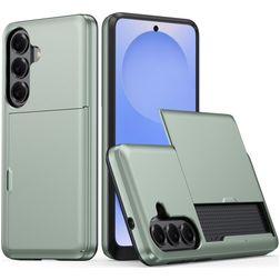 Mobigear Card Samsung Galaxy S26 Plus Hülle Hardcase Backcover Stoßfest mit Kartenhalter - Dunkelgrün