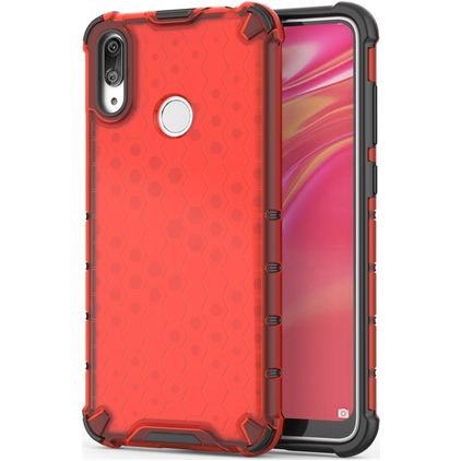 Mobigear Honeycomb Huawei Y7 (2019) Hülle Hardcase Backcover Stoßfest - Rot