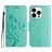 Mobigear Flowers iPhone 16 Pro Max Hülle Klapphülle Geldbörse - Grün