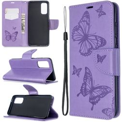 Mobigear Butterfly Samsung Galaxy S20 Klapphülle Portemonnaie - Lila