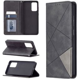 Mobigear Rhombus Slim Samsung Galaxy A72 Hülle Klapphülle - Schwarz