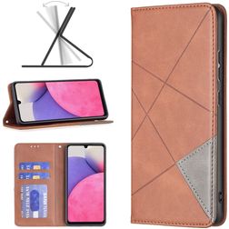 Mobigear Rhombus Slim Samsung Galaxy A33 Hülle Klapphülle - Braun