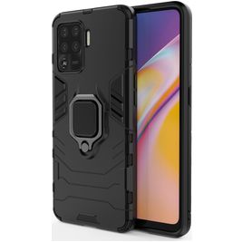Mobigear Armor Ring OPPO A94 Hülle Hardcase Backcover Stoßfest mit Ringhalter - Schwarz