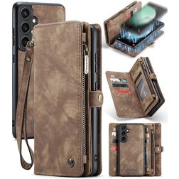Caseme 008 Samsung Galaxy S23 FE Hülle Abnehmbare 2in1 Klapphülle Geldbörse - Braun