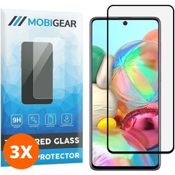 Mobigear Premium Samsung Galaxy A71 Panzerglas Gehärtetes Glas Displayschutz - Hüllenfreundlich - Schwarz (3er Pack)