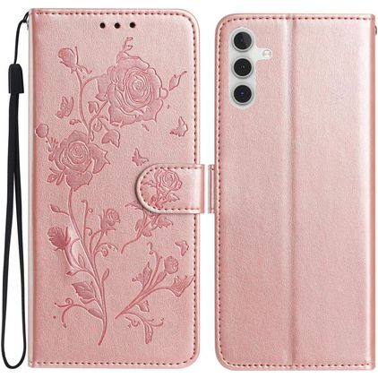 Mobigear Flowers Samsung Galaxy A17 Hülle Klapphülle Geldbörse - Roségold