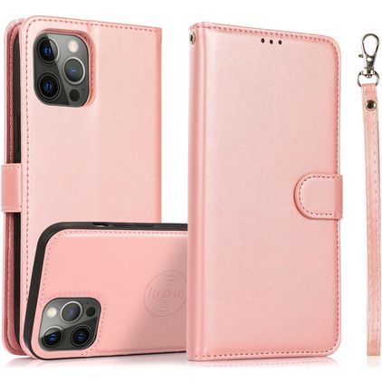 Mobigear Wallet iPhone 16 Pro Hülle Abnehmbare 2in1 Klapphülle Geldbörse - Roségold