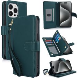Mobigear Wallet iPhone 15 Pro Hülle Klapphülle Geldbörse - Grün
