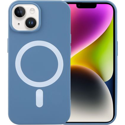 Mobigear Rubber Touch iPhone 15 Silikon MagSafe Hülle Backcover - Blau