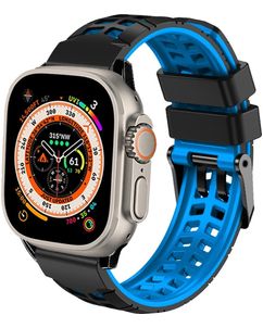 Mobigear Aero Armor Silikon Apple Watch Armband Dornschließe - 49/46/45/44 mm - Schwarz / Blau