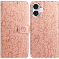 Mobigear Flowers iPhone 17 Hülle Klapphülle Geldbörse - Roségold