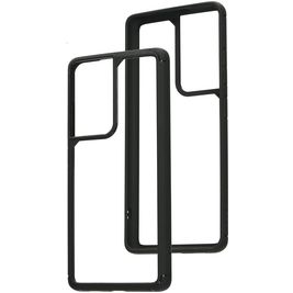 Mobiparts Rugged Clear Samsung Galaxy S21 Ultra Hülle Hardcase Backcover Stoßfest - Transparent / Schwarz