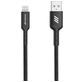 Mobigear Nylon USB-A auf Apple Lightning MFI Kabel 0.4 Meter - Schwarz