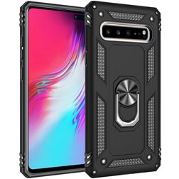Mobigear Armor Ring Samsung Galaxy S10 5G Hülle Hardcase Backcover Stoßfest mit Ringhalter - Schwarz