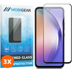 Mobigear Premium Samsung Galaxy A54 Panzerglas Gehärtetes Glas Displayschutz - Hüllenfreundlich - Schwarz (3er Pack)