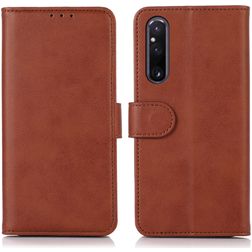 Mobigear Wallet Sony Xperia 1 V Klapphülle Portemonnaie - Braun