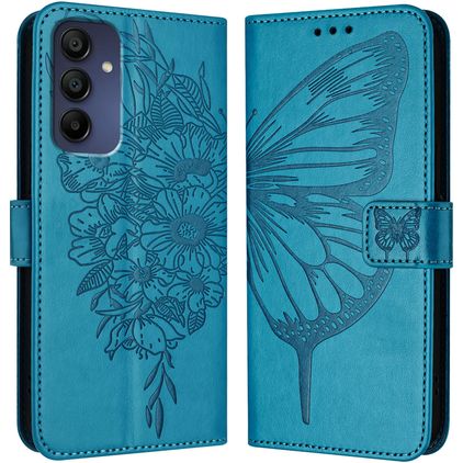 Mobigear Butterfly Samsung Galaxy A16 Hülle Klapphülle Geldbörse - Blau