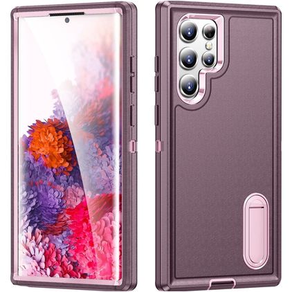 Mobigear Rugged Stand Samsung Galaxy S23 Ultra Hülle Hardcase Backcover Stoßfest mit Ständer - Lila