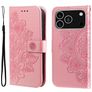 Mobigear Flowers iPhone 17 Pro Hülle Klapphülle Geldbörse - Roségold