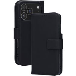 Mobiparts Wallet iPhone 17 Pro MagSafe Hülle Echtes Leder Klapphülle Geldbörse - Schwarz