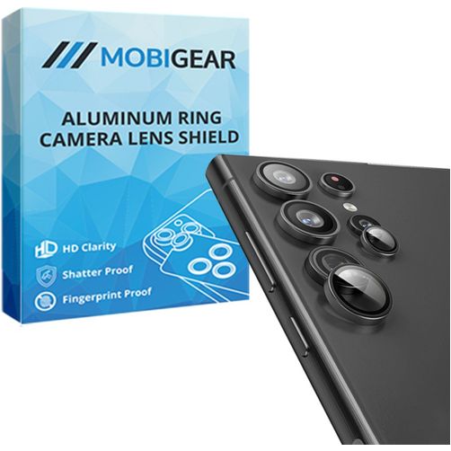 Mobigear Single Samsung Galaxy S24 Ultra Panzerglas Gehärtetes Glas Kameralinsen Schutz - Hüllenfreundlich - Schwarz