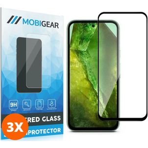 Mobigear Premium Google Pixel 8a Panzerglas Gehärtetes Glas Displayschutz - Hüllenfreundlich - Schwarz (3er Pack)