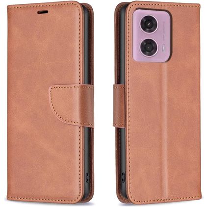 Mobigear Excellent Motorola Moto G04 Hülle Klapphülle Geldbörse - Braun