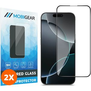 Mobigear Premium iPhone 16 Pro Panzerglas Gehärtetes Glas Displayschutz - Hüllenfreundlich - Schwarz (2er Pack)