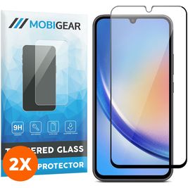 Mobigear Premium Samsung Galaxy A34 Panzerglas Gehärtetes Glas Displayschutz - Hüllenfreundlich - Schwarz (2er Pack)