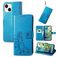 Mobigear Clover iPhone 15 Plus Hülle Klapphülle Geldbörse - Blau