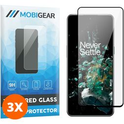 Mobigear Premium OnePlus 10T Panzerglas Gehärtetes Glas Displayschutz - Hüllenfreundlich - Schwarz (3er Pack)