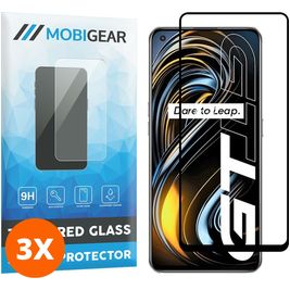 Mobigear Premium Realme GT Panzerglas Gehärtetes Glas Displayschutz - Hüllenfreundlich - Schwarz (3er Pack)