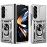Mobigear Armor Ring Cam Slide Samsung Galaxy Z Fold 8 Ultra Hülle Hardcase Backcover Stoßfest mit Ringhalter und Kamera Slider - Silber