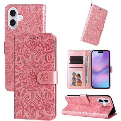 Mobigear Sunflower iPhone 17 Hülle Klapphülle Geldbörse - Pink