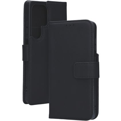 Mobiparts Samsung Galaxy S25 Ultra Hülle Echtes Leder Klapphülle Geldbörse - Schwarz