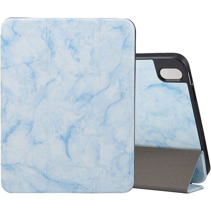 Mobigear Tri-Fold Marble iPad 11 (2025) Hülle Klapphülle + Stifthalter - Blau