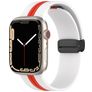 Mobigear Stripe Mag Silikon Apple Watch Armband Magnetverschluss - 42/41/40/38 mm - Weiß / Rot