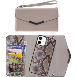 Mobilize Elegant Magnet iPhone 12 Mini Hülle Abnehmbare 2in1 Clutch - Beige Snake