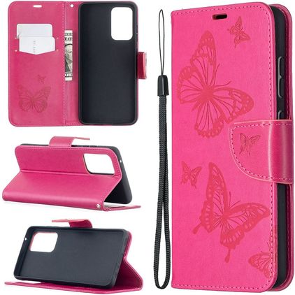 Mobigear Butterfly Samsung Galaxy A52 Hülle Klapphülle Geldbörse - Magenta