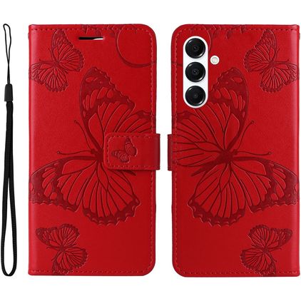 Mobigear Butterfly Samsung Galaxy A26 Hülle Klapphülle Geldbörse - Rot