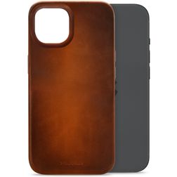Mobilize Premium iPhone 15 MagSafe Hülle Echtes Leder Backcover - Burned Cognac