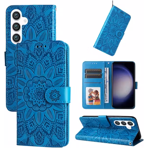 Mobigear Sunflower Samsung Galaxy S24 Hülle Klapphülle Geldbörse - Blau