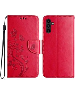 Mobigear Flowers Samsung Galaxy A56 Hülle Klapphülle Geldbörse - Rot