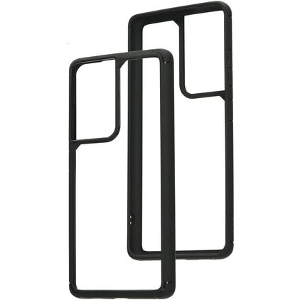 Mobiparts Rugged Clear Samsung Galaxy S21 Ultra Hülle Hardcase Backcover Stoßfest - Transparent / Schwarz